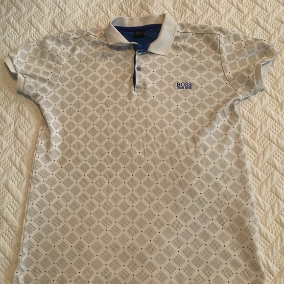 Hugo Boss Polo Grey & White Pattern Size Large - Picture 3 of 8
